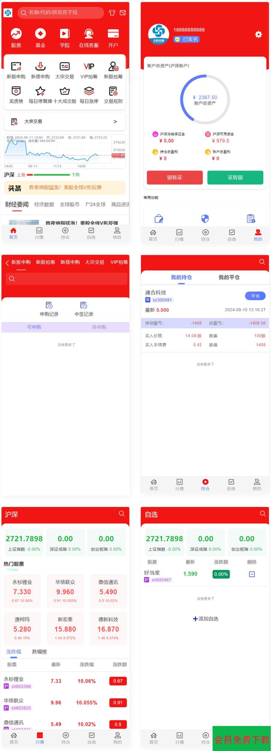 红色UI的2024股票系统源码