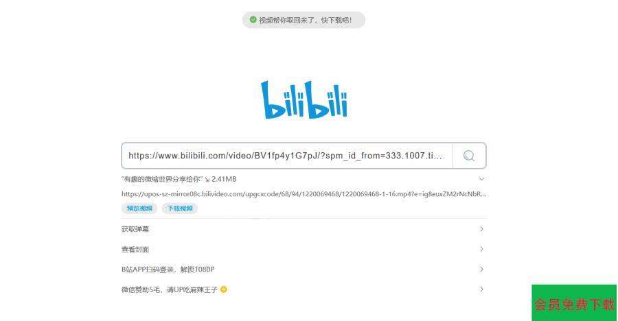 BilibiliDown免费极简B站视频解析提取工具源码