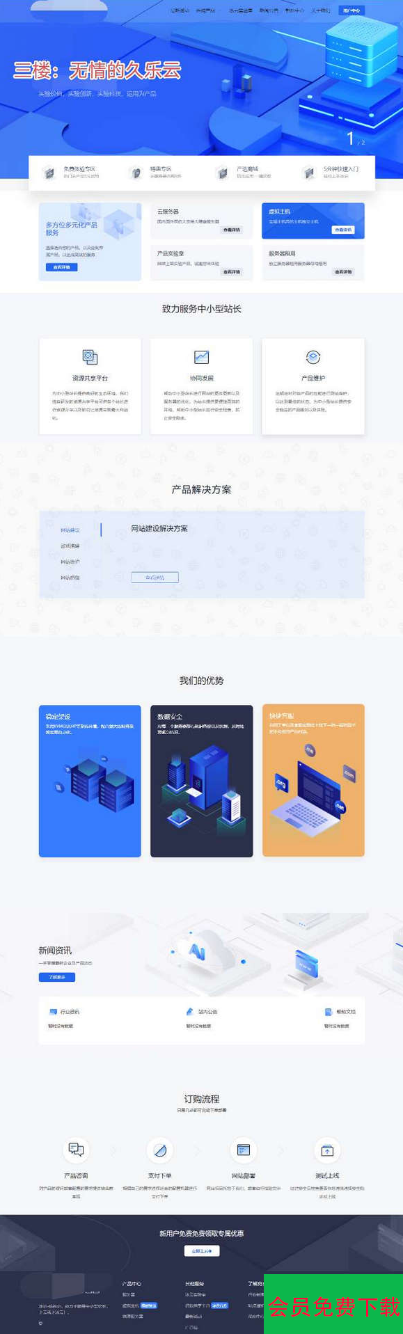 魔方模板IDC系统冰云科技风格魔方主题